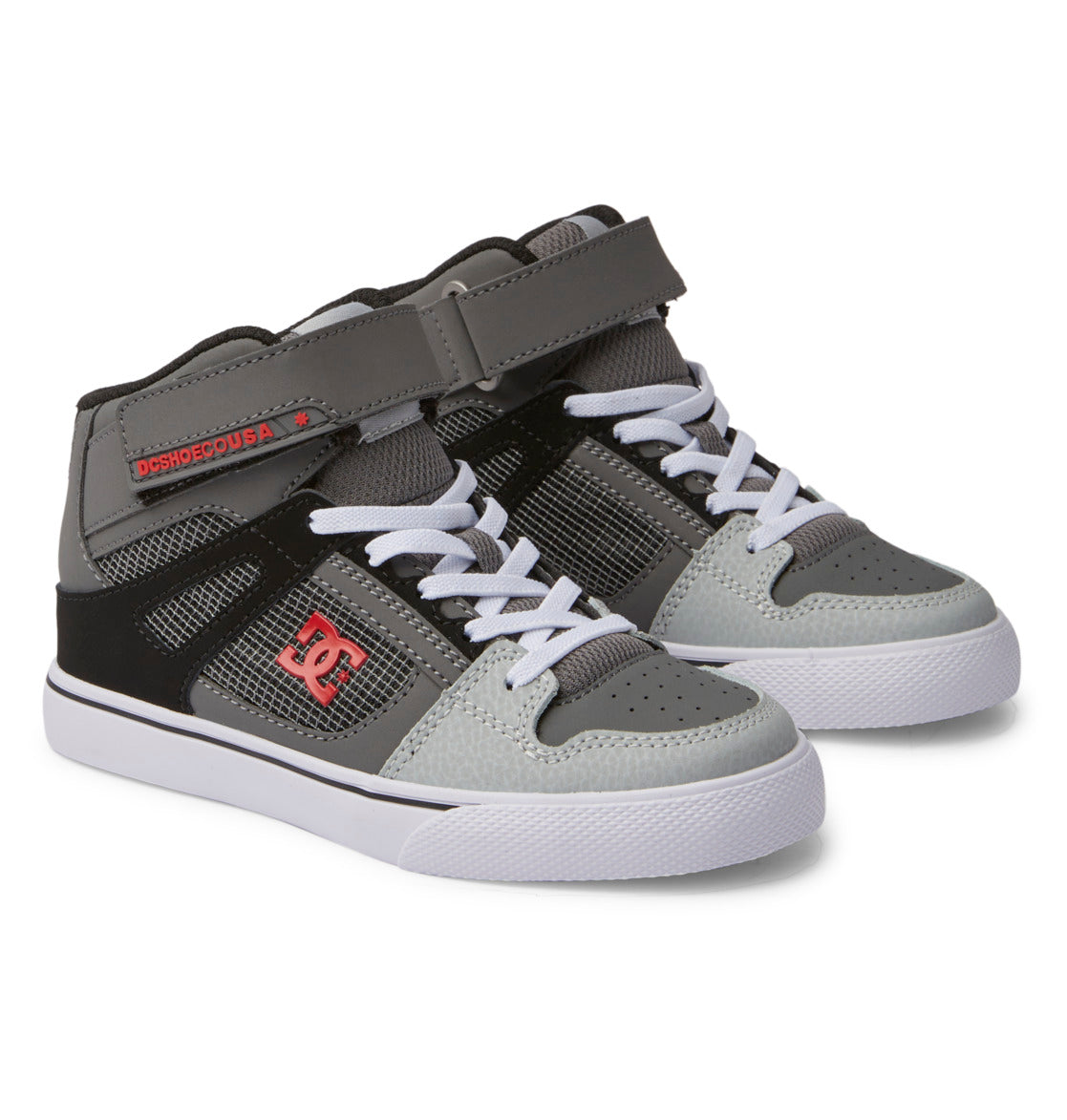 Kids Pure High Elastic Lace High-Top Shoes - white/grey/red - Medicine  Hat-The Boarding House