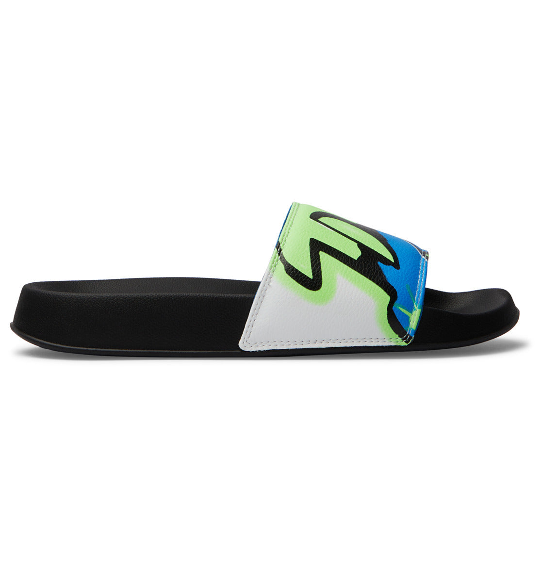 Black and fashion green slides