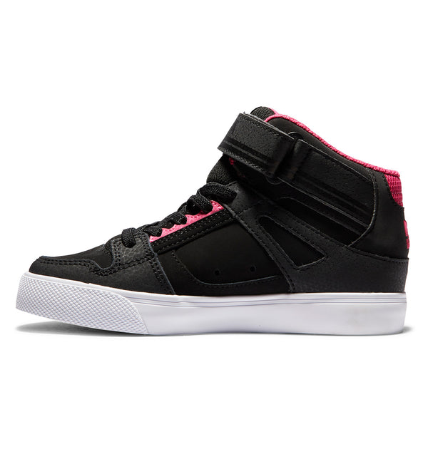 Kids' Pure High Elastic Lace High-Top Shoes - Black/Pink/Black