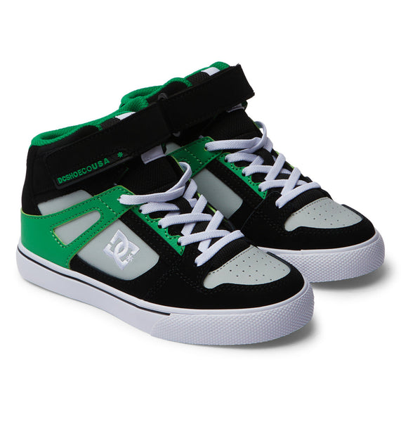 Kids' Pure High Elastic Lace High-Top Shoes - Black/Kelly Green